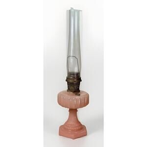 Antique Aladdin Nu-Type Model B Rose (Pink) Moonstone Corinthian Oil Lamp 24”